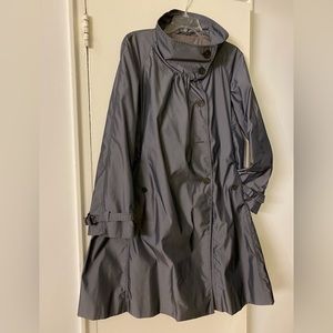 Armani Collezioni Silver Rain Coat, sz 12. TTS. Pre-loved. Very good condition.